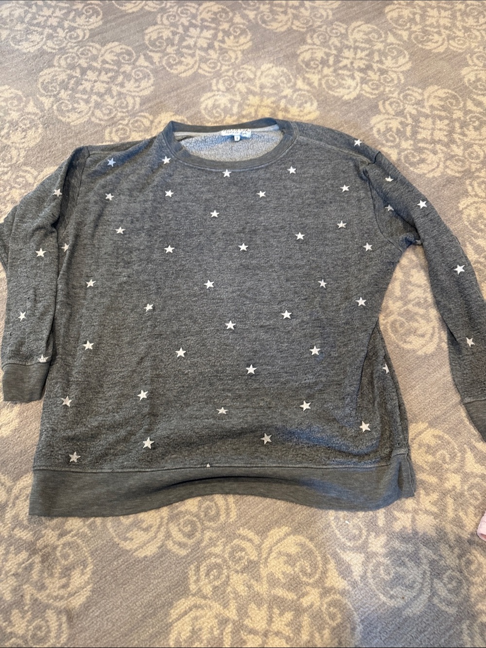 Wildfox Gray Star-Print Crewneck Sweater